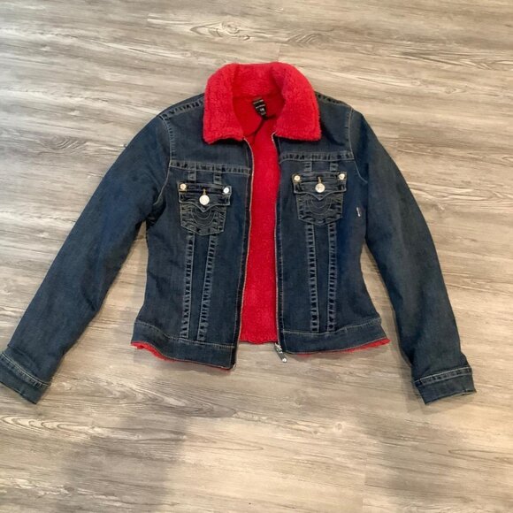True Religion Women’s Sherpa Trucker Denim Reversible Jacket - L - Picture 1 of 5